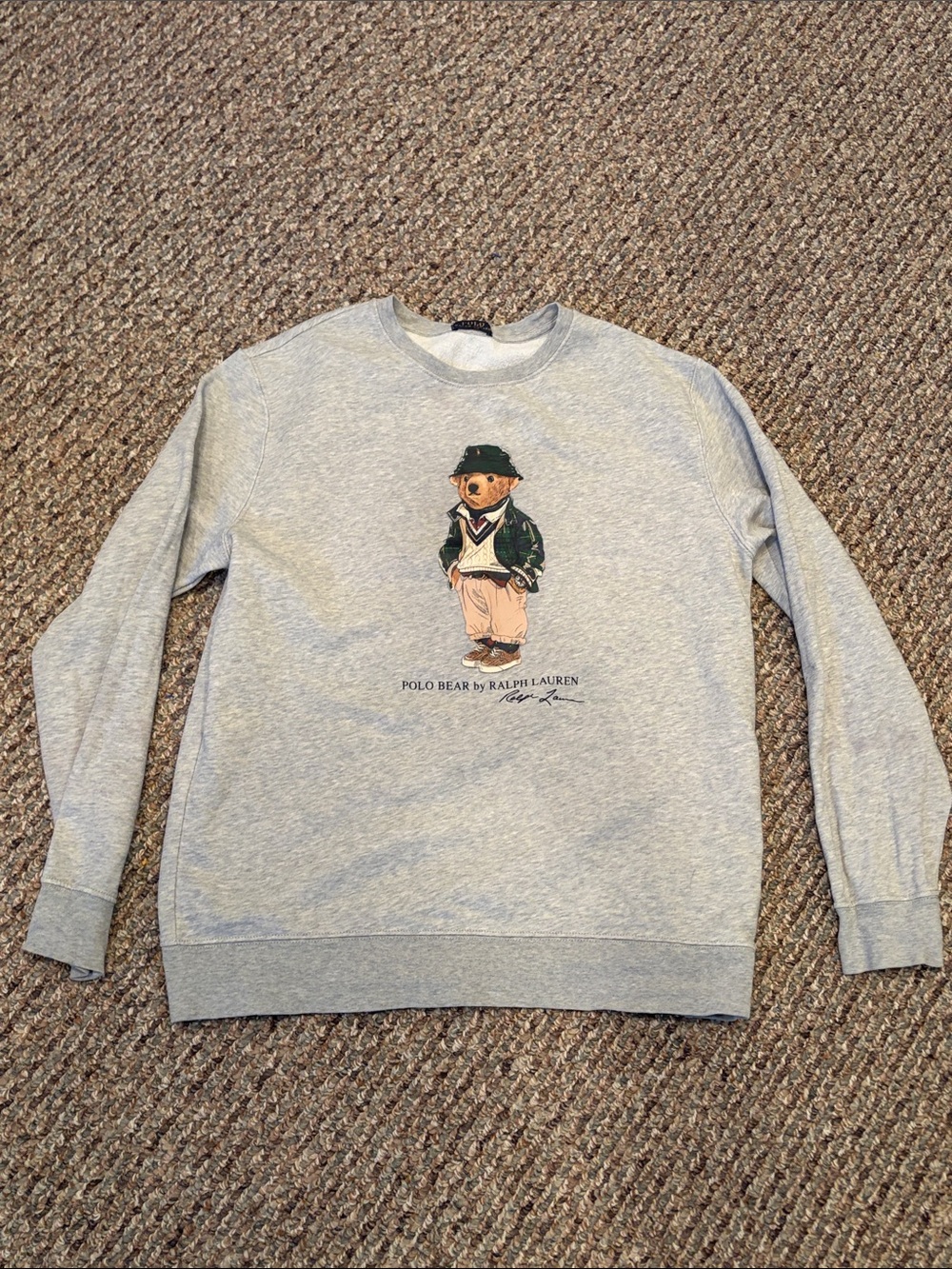 Ralph Lauren Gray Polo Bear Crewneck Sweatshirt